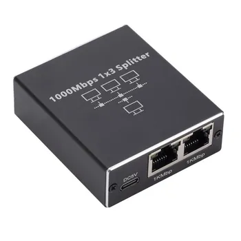 Разветвитель Ethernet RJ45 1 на 4 с USB-кабелем питания, 1000 Мбит/с, гигабитный Ethernet-адаптер, сетевой разветвитель LAN для ПК и ТВ-приставки