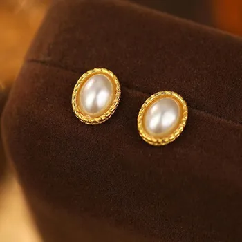 Banyan Tree S925 Silver French Retro Pearl Hemp Lace Earrings ES2648 платиновый