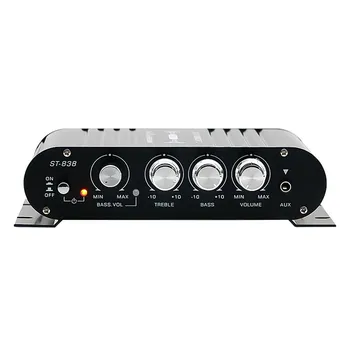 ST-838 Усилитель звука HiFi 2.1-канальный усилитель мощности 80 Вт*2 стерео бас высокие частоты аудио усилитель автомобильный домашний усилитель мини медиаплеер серебряный
