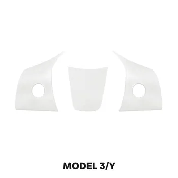 For Tesla Model 3 Y 2017-2023 Carbon Fiber Steering Wheel Cover Steer Wheel Cover Protector Interior Accessories 3pcs