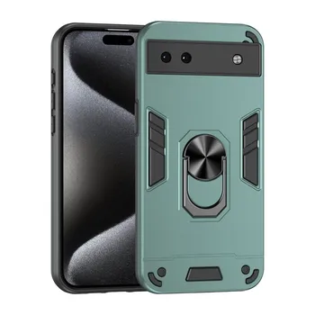 KEYSION Противоударный защитный чехол для Google Pixel 6A Мягкий силиконовый чехол + защитное кольцо для камеры ПК Чехол-подставка для телефона для Google Pixel 6A for Pixel 6A синий