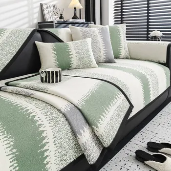 Осенний домашний чехол из шенилловой ткани в полоску Funda Sofa Mat Non-slip Anti-cat Sofa Cushion Couch Sofa Covers Mat 70X70