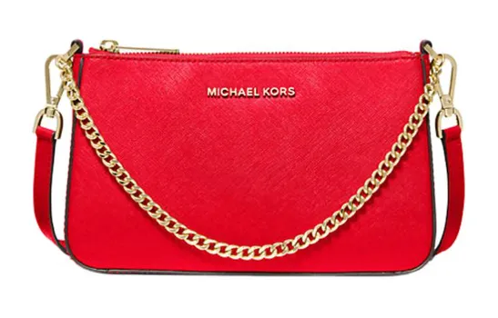 MICHAEL KORS Сумка-конверт Jet Set из кожи, сумка через плечо, среднего размера, женская, красного цвета