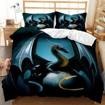Комплект постельного белья Pterosaur Dragon Fantasy для мальчиков и подростков, комплект постельного белья Double Queen King Size, полиэстеровое одеяло 70x133cm 2pcs