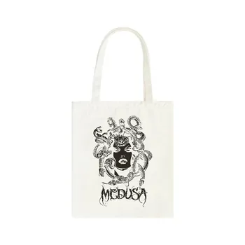 High Street Готическая змея аниме сумка для покупок женская сумка на плечо с героями мультфильмов большой емкости ins повседневная модная темная холщовая сумка в стиле хип-хоп 24*26cm чёрный