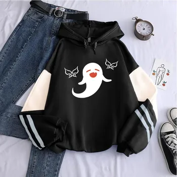 Harajuku открытый мир приключенческая игра Genshin Impact Hu Tao Kawaii мультфильм женские толстовки эстетичная уличная мужская зимняя толстовка XS чёрный