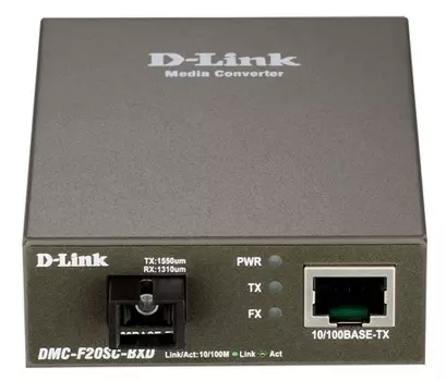 Медиаконвертер D-Link DMC-F20SC-BXD Twisted-pair to FE Single-mode Fiber 20km LC TX 1550nm RX