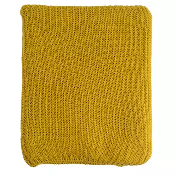 Плед вязаный горчичного цвета Tkano Essential, 130х180 см