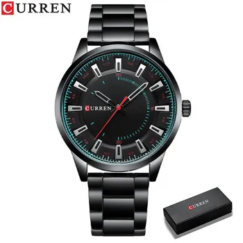 CURREN новые модные простые стильные мужские часы, кварцевые наручные часы, мужские часы с ремешком из нержавеющей стали синий