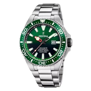 Festina The Originals Нержавеющая сталь Зеленый циферблат Кварцевые дайверские часы F20663-2 200M мужские зелёный