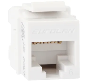 Модуль Eurolan 16B-U6-03WT розеточный Keystone кат. 6, UTP, 1xRJ45, белый