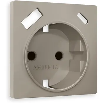 Лицевая панель Ambrella Volt ALFA (Серо-бежевый матовый) для электрической розетки с/з со шторками 2USB A+C QUANT AP3700