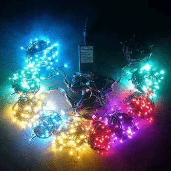 Комплект 10 Разноцветных Нитей по 10м, 1000 LED, Провод Черный Силикон, IP65