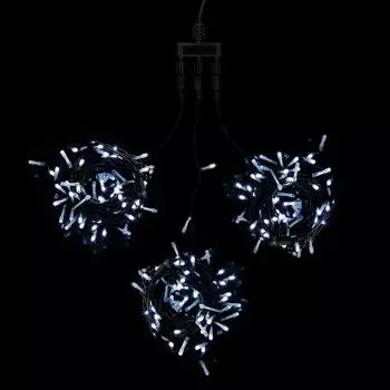Комплект 3 Белых Нити с Мерцанием Белого Диода по 20м, 600 LED, Провод Черный ПВХ, IP54