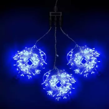 Комплект 3 Синих Нити по 20м c Контроллером, 600 LED, Провод Прозрачный Силикон, IP65