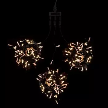 Комплект 3 Тепло-Белых Нити по 20м, 600 LED, Провод Черный ПВХ, IP54