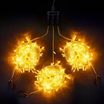 Комплект 3 Желтых Нити по 20м c Контроллером, 600 LED, Провод Прозрачный Силикон, IP65