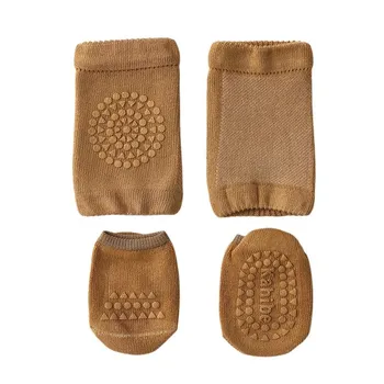 Baby Knee Pads and Socks Set for Girls Boys Summer Solid Color Anti Slip Socks Kid Crawling Safety Floor Sock Leg Knee Protector M(1-3Years)
