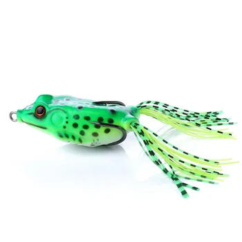 Приманки для ловли лягушек Topwater Приманки для ловли лягушек Мягкие рыболовные приманки с полым телом 3D глаза Приманка для лягушки Бессорнячная приманка для плавания с крючком для окуня щуки