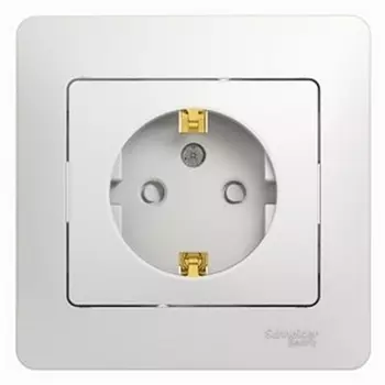 Розетка с заземлением и шторками (белый) Systeme Electric Glossa GSL000144