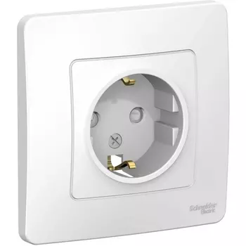 Розетка с заземлением и шторками (белый) Systeme Electric Blanca BLNRS001111