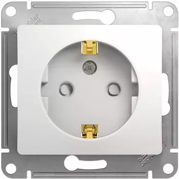 Розетка с заземлением и шторками (белый) Systeme Electric Glossa GSL000145