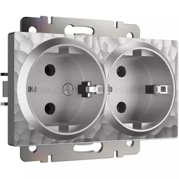 Розетка двойная с заземлением (hammer серебряный) Werkel W1272006 (a052074)