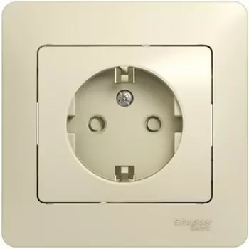 Розетка с заземлением и шторками (бежевый) Systeme Electric Glossa GSL000244