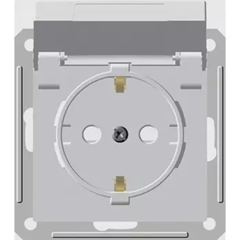 Розетка с заземлением, шторками и крышкой (белый) Systeme Electric RS16-152B-1-86