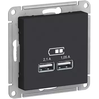 Розетка USBх2 (карбон) Systeme Electric AtlasDesign ATN001033