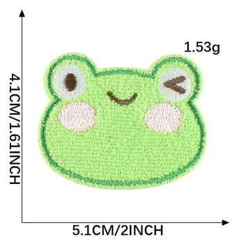 Cartoon Animal Embroidery Stickers: Rabbit & Frog Self-Adhesive Clothing Patches