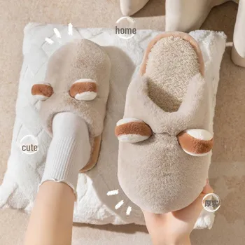 Women s Winter Cotton Slippers - Non-Slip, Thick Bottom, Plush, for Home & Couples - 2023 44-45 [Fits 43-44] сине серый