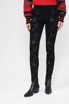 Джинсы однотонные с принтом Desigual