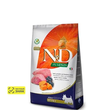 Farmina N&D Pumpkin Сухой корм для собак мелких пород, с ягненком, тыквой и черникой, 800 гр.