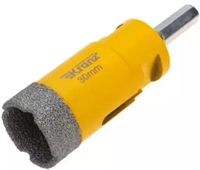 Коронка алмазная KRANZ KR-92-1014 профессиональная по керамограниту и железобетону М14, вакуумное спекание, 30мм, для УШМ