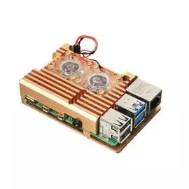 Корпус ACD RA504 Metal Aluminum Case with Double Fans for Raspberry Pi 4B, Gold