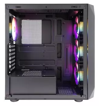 Корпус ATX 1STPLAYER ARIYA AY7 AY7-BK-4F1 черный, без БП, боковая панель из закаленного стекла, USB