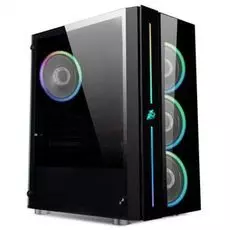 Корпус ATX 1STPLAYER BLACK.SIR B7-A B7-A-4M2 черный, без БП, с окном, 2*USB 2.0, USB 3.0, audio