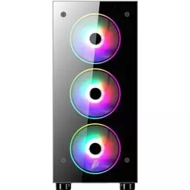 Корпус ATX 1STPLAYER FIRE DANCING V3-A V3-A-4R1 черный, без БП, передняя/боковая панели закаленное стекло, USB 3.0, 2*USB 2.0, audio