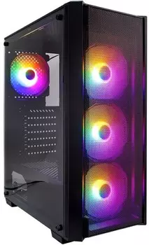 Корпус ATX 1STPLAYER FIRE DANCING V4-G черный, без БП, боковая и лицевая панель закаленное стекло, USB 3.0, 2*USB 2.0, audio