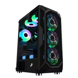 Корпус ATX 1STPLAYER FIREBASE X6 X6-3G6P-1G6 черный, без БП, боковая панель из закаленного стекла, USB 3.0, 2*USB 2.0, audio