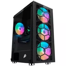 Корпус ATX 1STPLAYER FIREBASE X7-G BLACK X7-G-BK-3G6P-1G6 черный, без БП, боковая панель из закаленного стекла, USB 3.0, 2*USB 2.0, audio