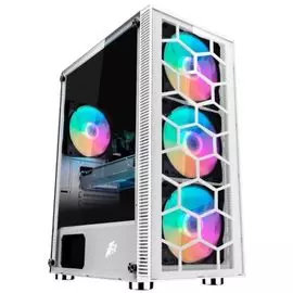 Корпус ATX 1STPLAYER FIREBASE X7-G WHITE X7-G-WH-3G6P-1G6 белый, без БП, боковая панель из закаленного стекла, USB 3.0, 2*USB 2.0, audio