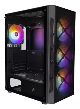 Корпус ATX 1STPLAYER FIREBASE XP Black XP-BK-4F1 черный, без БП, окно из закаленного стекла
