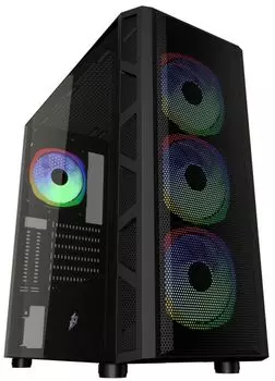 Корпус ATX 1STPLAYER FIREBASE XP-E черный, без БП, боковая панель из закаленного стекла, USB 3.0, 2*USB 2.0, audio