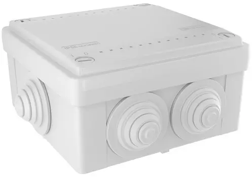 Коробка распределительная DKC 53801 с 6 кабельными вводами д.25мм, IP55, 100х100х50мм, "Express"