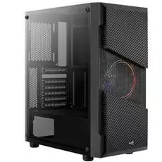 Корпус ATX AeroCool Menace Saturn FRGB 4710562752618 черный, без БП, с окном, 2*USB 3.0, audio