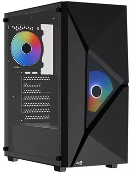 Корпус ATX AeroCool Player-G-BK-v1 4711099476794 черный, без БП, боковая панель из закленного стекла, USB 2.0, 2*USB 3.0, audio