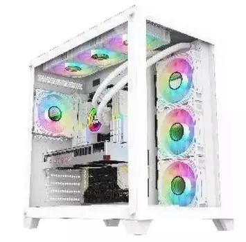 Корпус ATX ALSEYE Knight-W белый, без БП, окно из закаленного стекла, 2*USB 3.1, USB Type-C, audio, (4 fans)