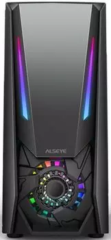Корпус ATX ALSEYE REACTOR черный, без БП, боковая панель из закаленного стекла, USB 3.0, 2*USB 2.0, audio